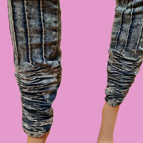 Y2K low Rise Seamed Jeans size 1 Scrunchy Cuffs Skinny Ankle Indie Sleaze Emo - Picture 4 of 8